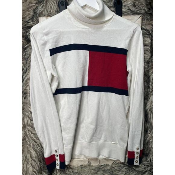 Tommy Hilfiger White Tight Knit Sweater Women's‎ Size M - Picture 1 of 6